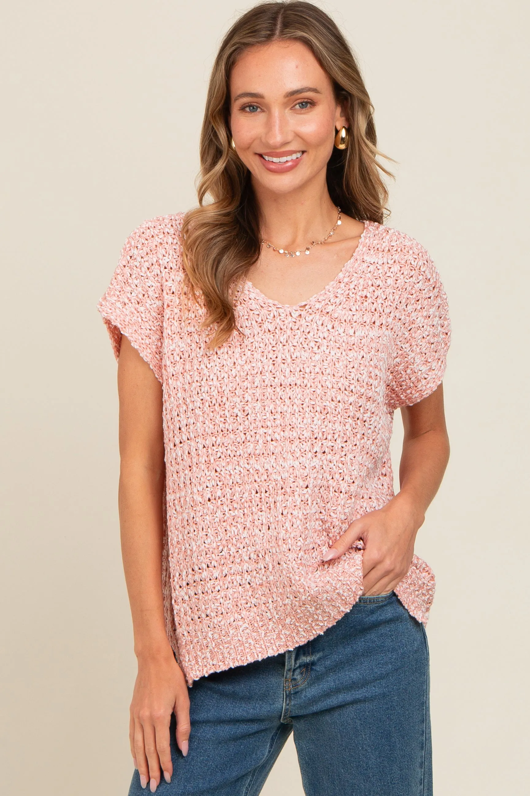 Light Pink V-Neck Sweater Maternity Top sold by Pinkblush product image thumbnail 5