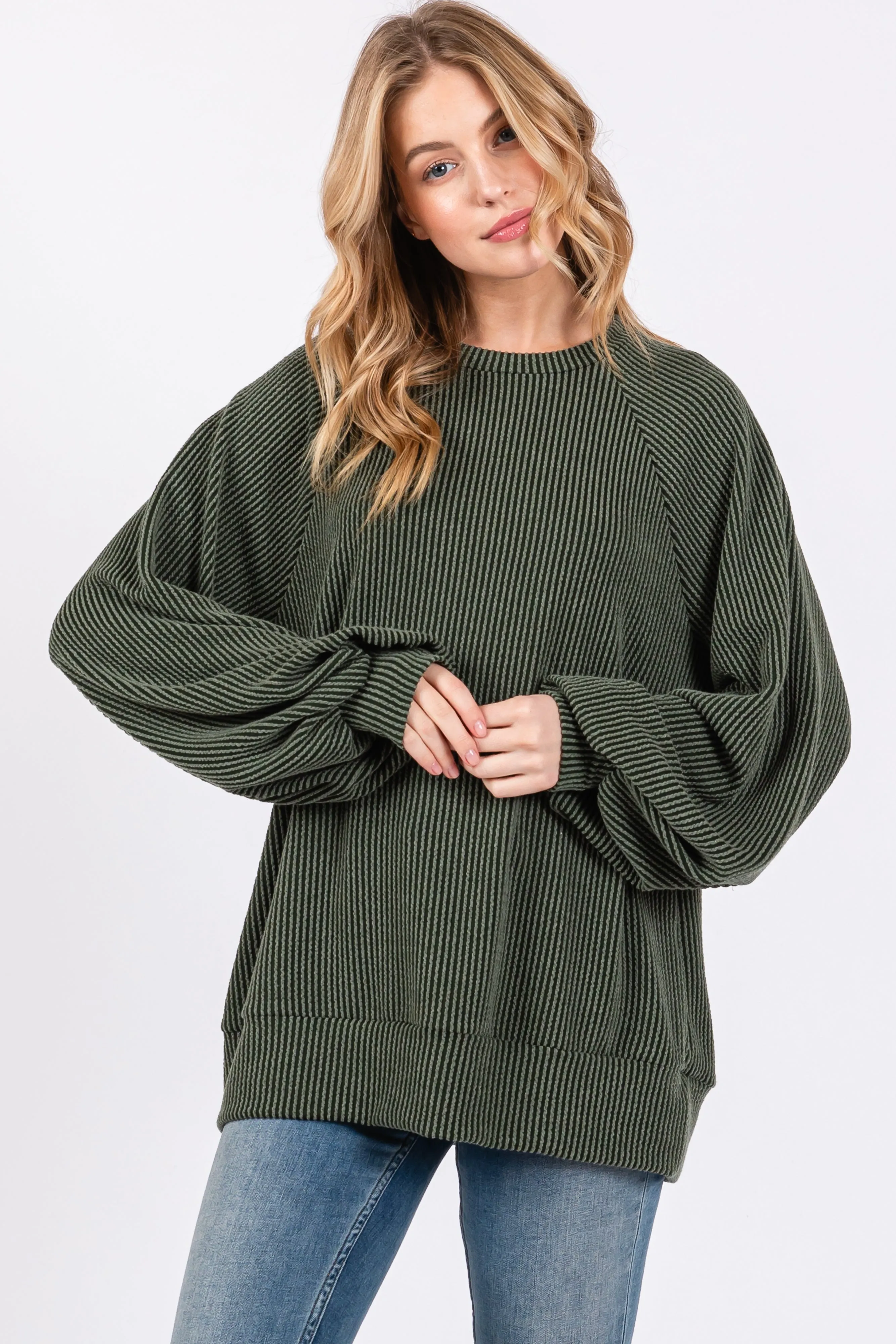 Olive Ribbed Long Sleeve Maternity Top sold by Pinkblush product image thumbnail 5