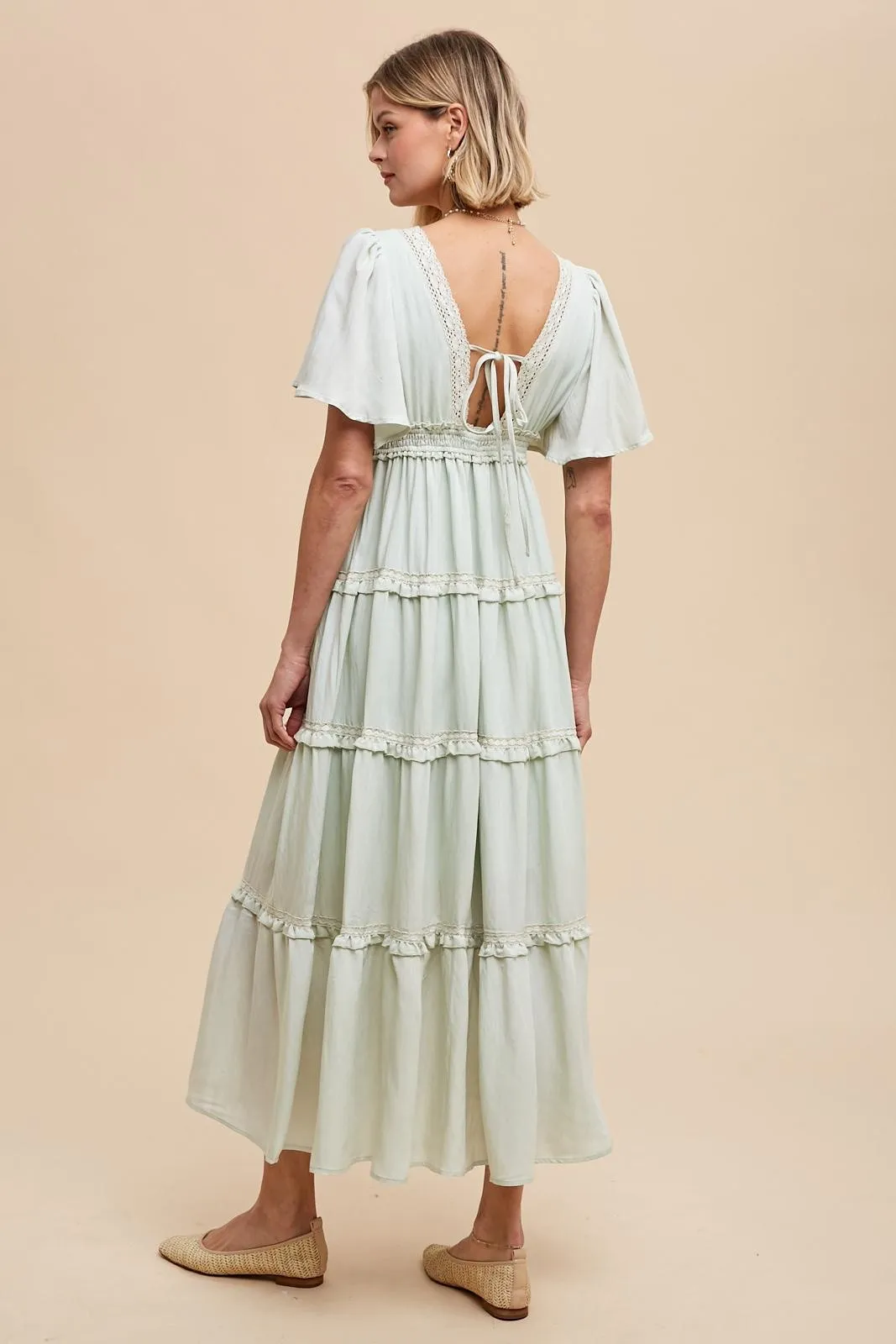 Mint Crochet Lace Tiered Maxi Dress sold by Pinkblush product image thumbnail 3