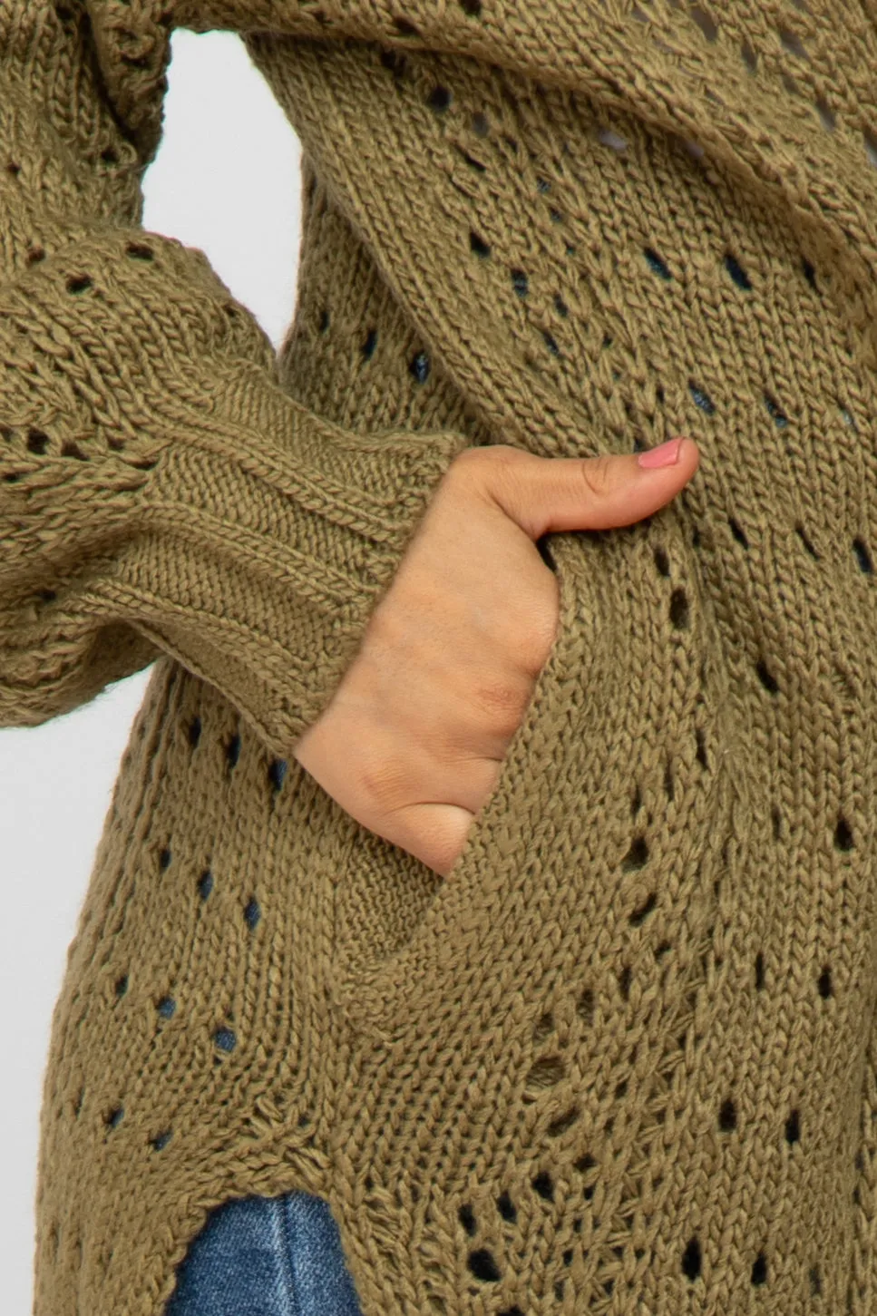 Olive Pointelle Knit Cardigan sold by Pinkblush product image thumbnail 5