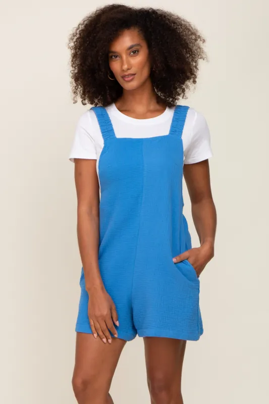 Blue Square Neck Elastic Strap Romper sold by Pinkblush