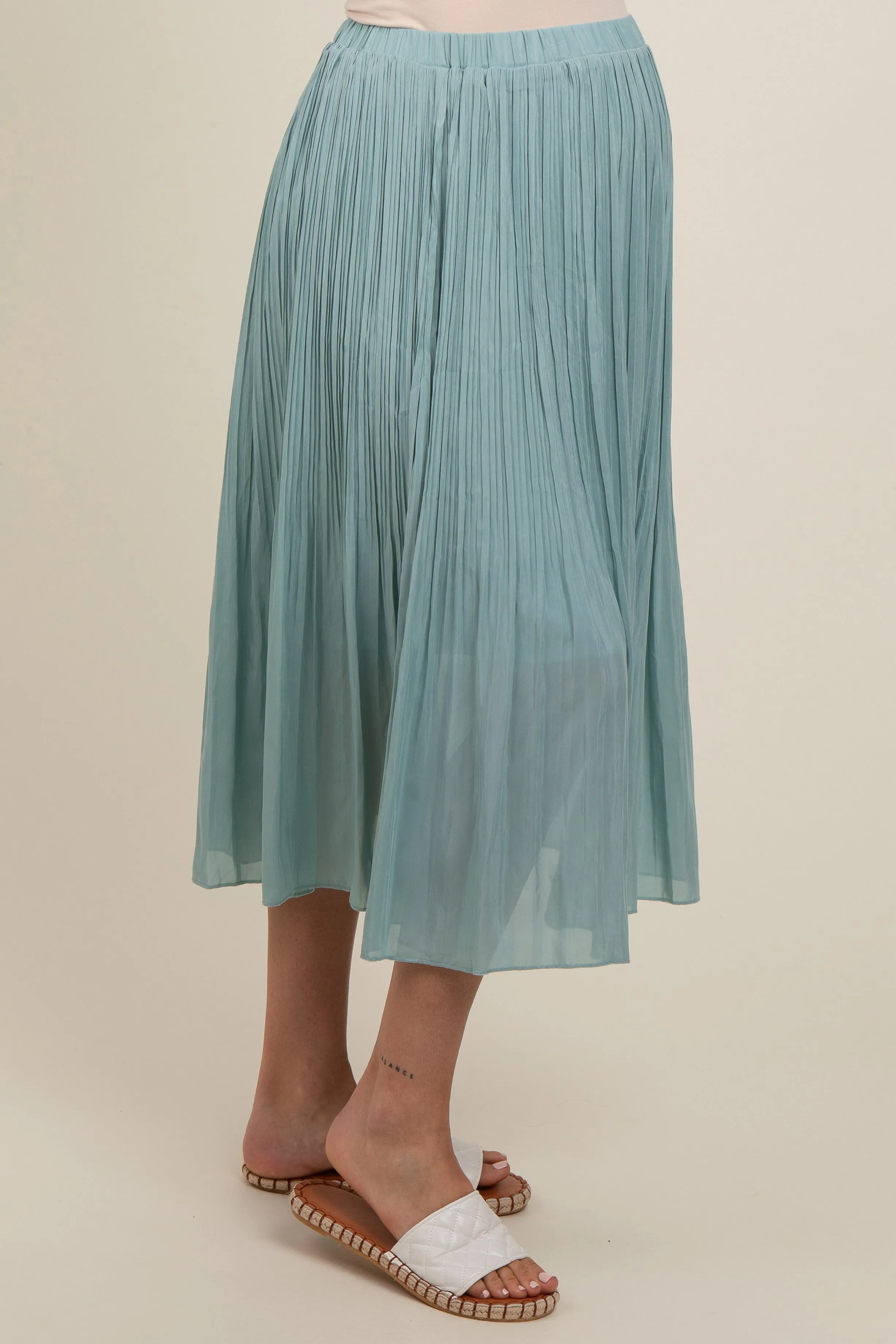 Blue Pleated Maternity Midi Skirt sold by Pinkblush product image thumbnail 4