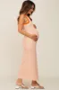 Orange Striped Ribbed Sleeveless Maternity Maxi Dress sold by Pinkblush