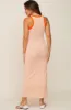 Orange Striped Ribbed Sleeveless Maternity Maxi Dress sold by Pinkblush