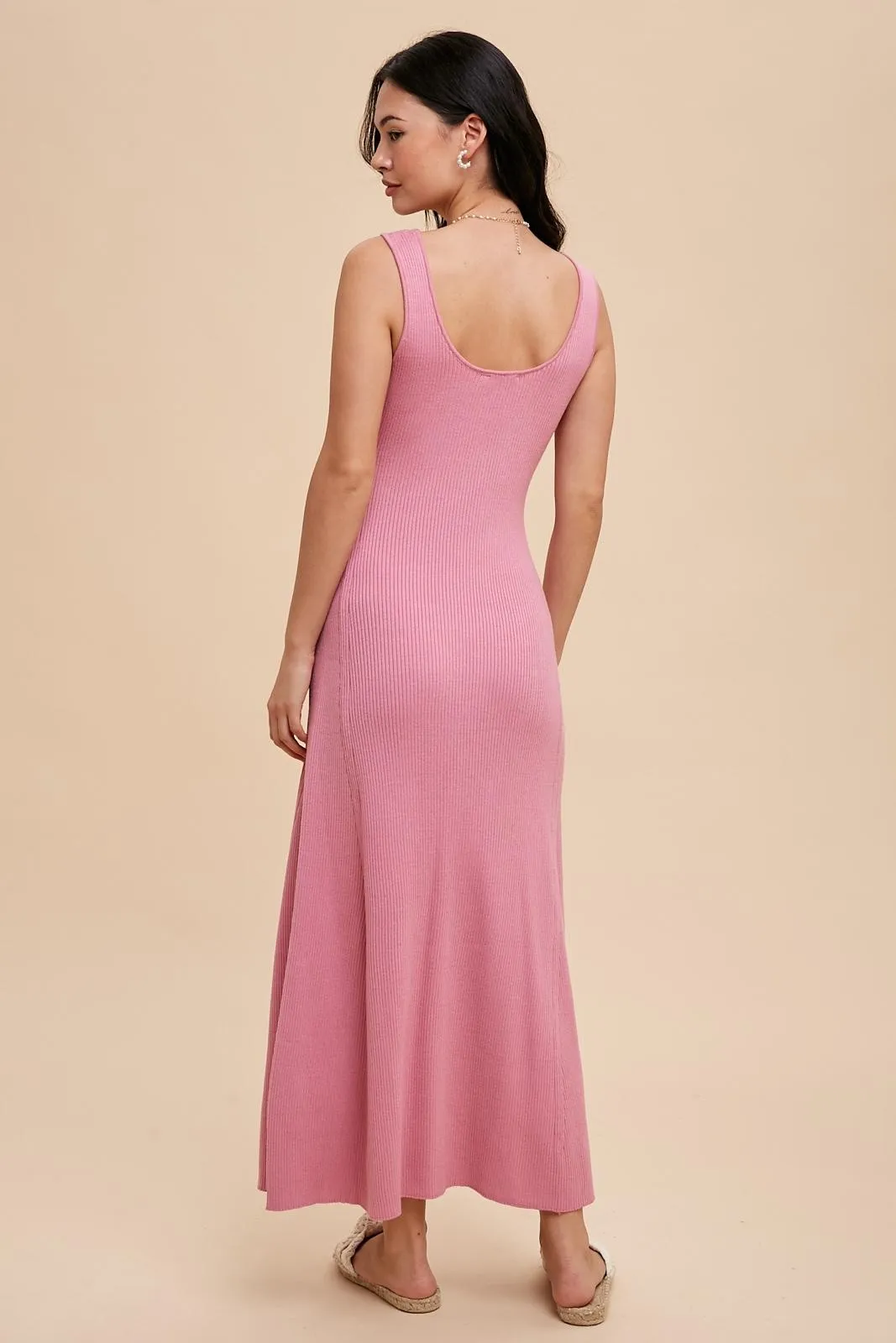 Pink Knit Maternity Deep V-Neck Maxi Dress sold by Pinkblush product image thumbnail 4
