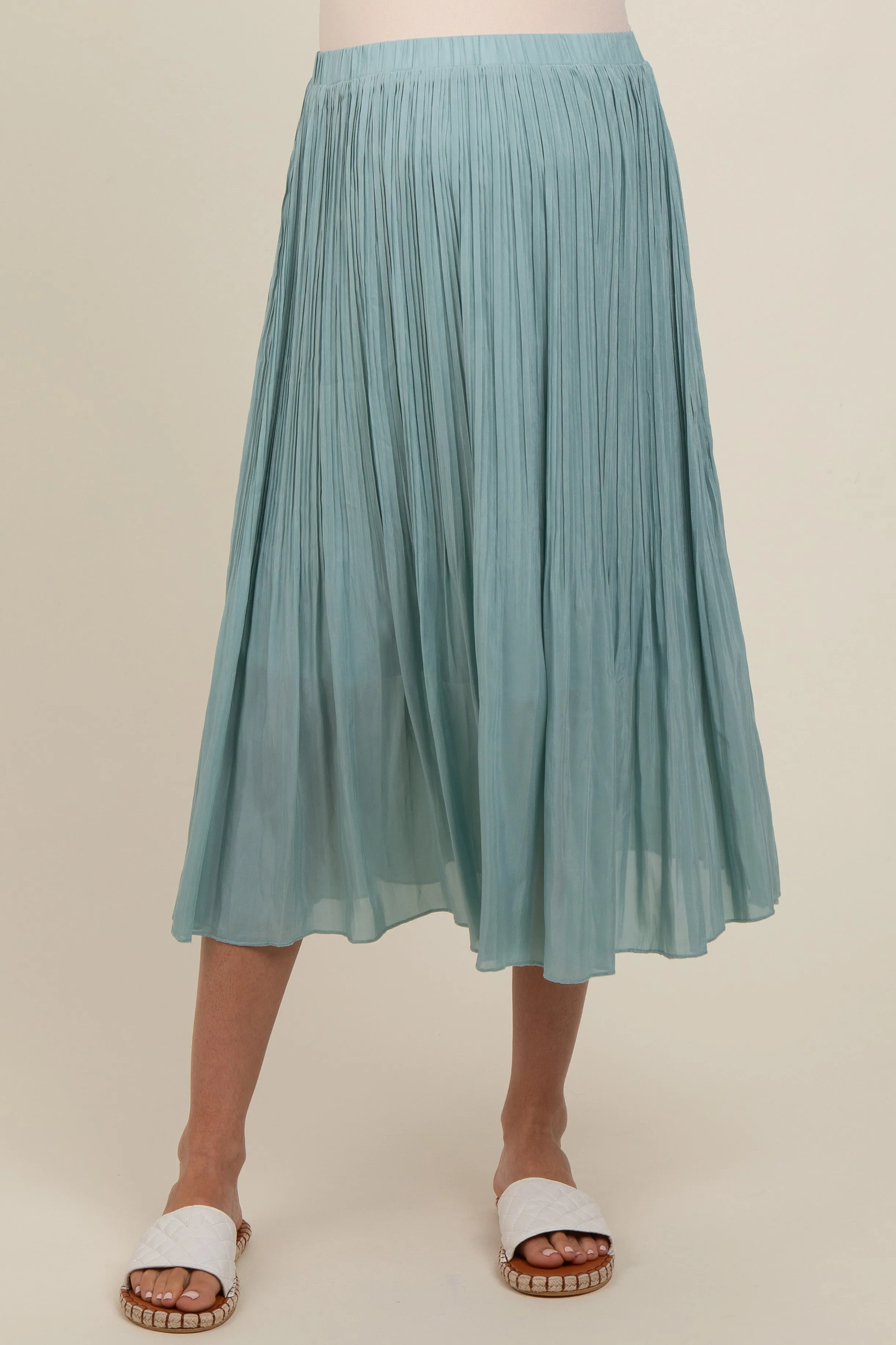 Blue Pleated Maternity Midi Skirt sold by Pinkblush product image thumbnail 3