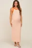 Orange Striped Ribbed Sleeveless Maternity Maxi Dress sold by Pinkblush