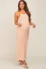 Orange Striped Ribbed Sleeveless Maternity Maxi Dress sold by Pinkblush