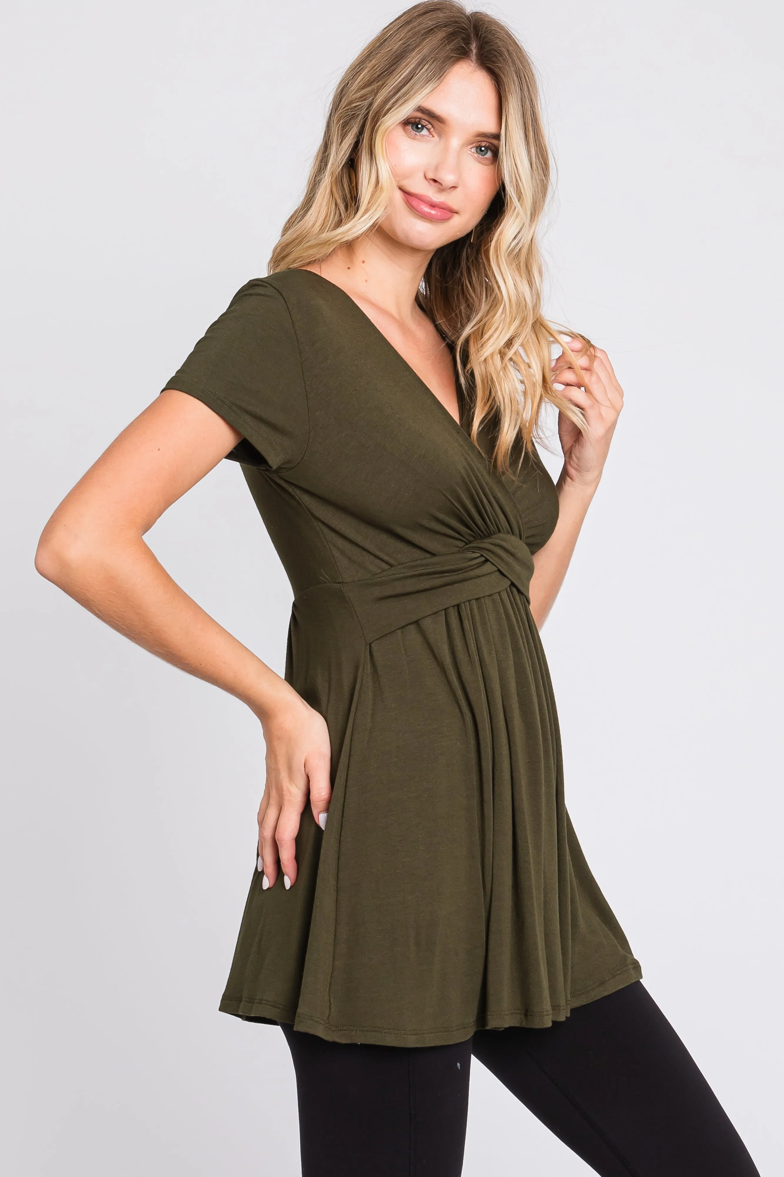 PinkBlush Olive Draped Front Nursing Top sold by Pinkblush product image thumbnail 2
