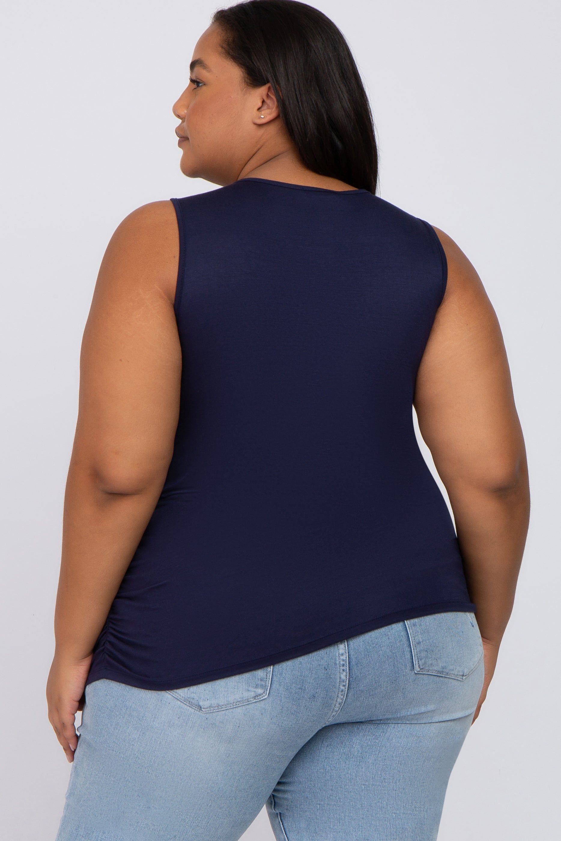 Navy Ruched Side Plus Maternity Tank sold by Pinkblush product image thumbnail 4