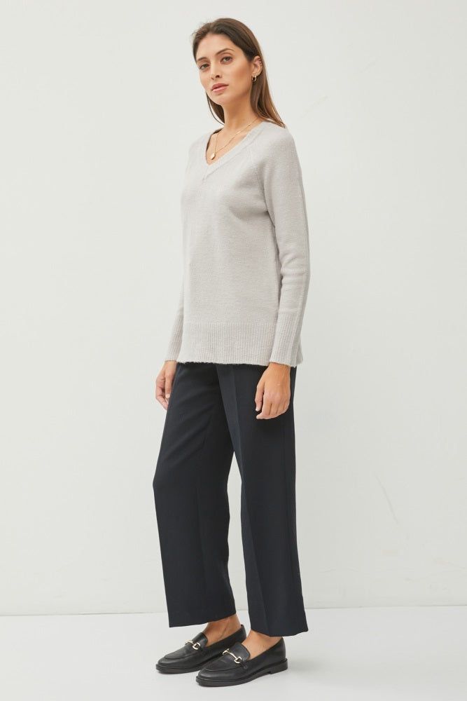 Grey V-Neck Basic Sweater sold by Pinkblush product image thumbnail 2
