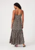 Black Printed Tiered Maxi Dress sold by Pinkblush