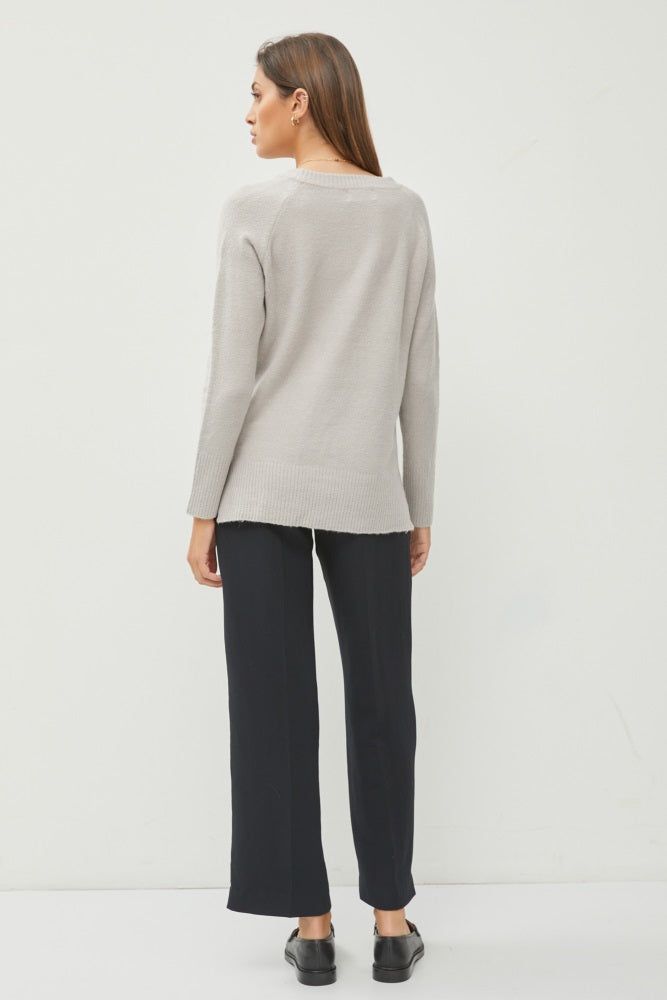 Grey V-Neck Basic Sweater sold by Pinkblush product image thumbnail 3