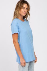Light Blue Oversized Short Sleeve Top sold by Pinkblush