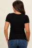 Black Ruched Micro-Rib Maternity Top sold by Pinkblush