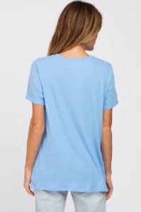 Light Blue Oversized Short Sleeve Top sold by Pinkblush