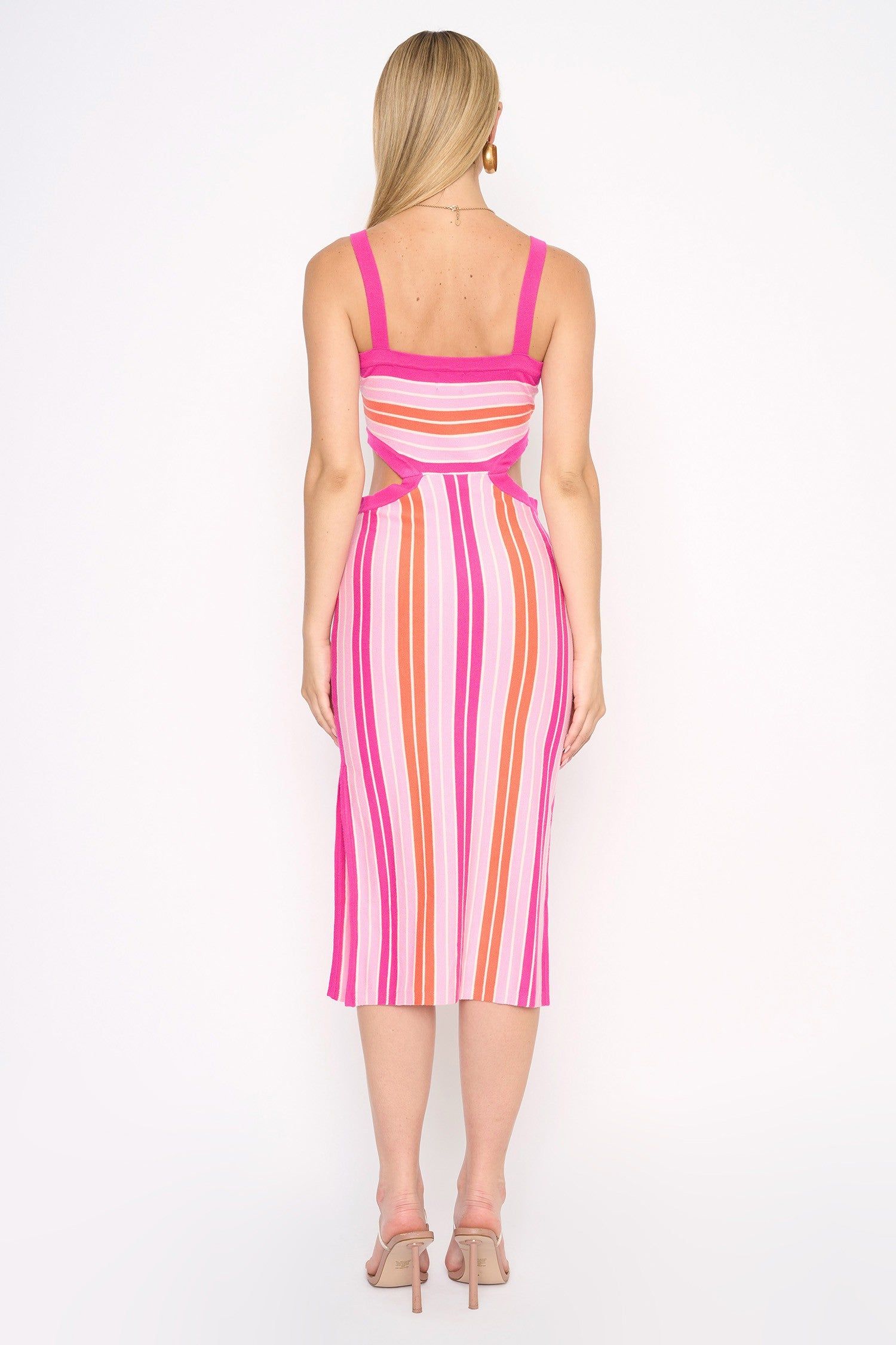 Pink Sleeveless Cut Out Striped Dress sold by Pinkblush product image thumbnail 3