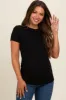 Black Ruched Micro-Rib Maternity Top sold by Pinkblush