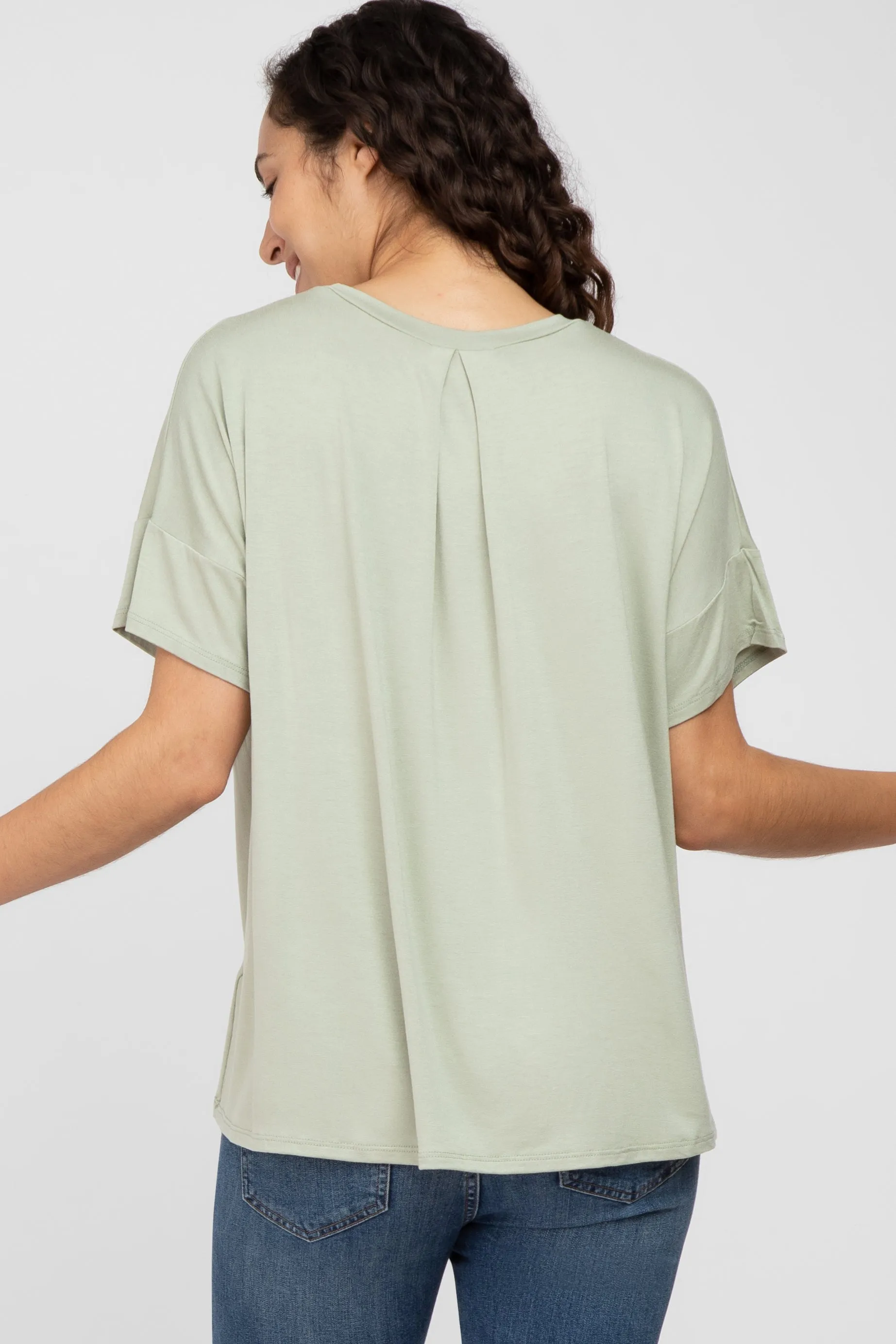 Light Olive Pocket Front Short Sleeve Top sold by Pinkblush product image thumbnail 3