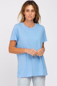 Light Blue Oversized Short Sleeve Top sold by Pinkblush