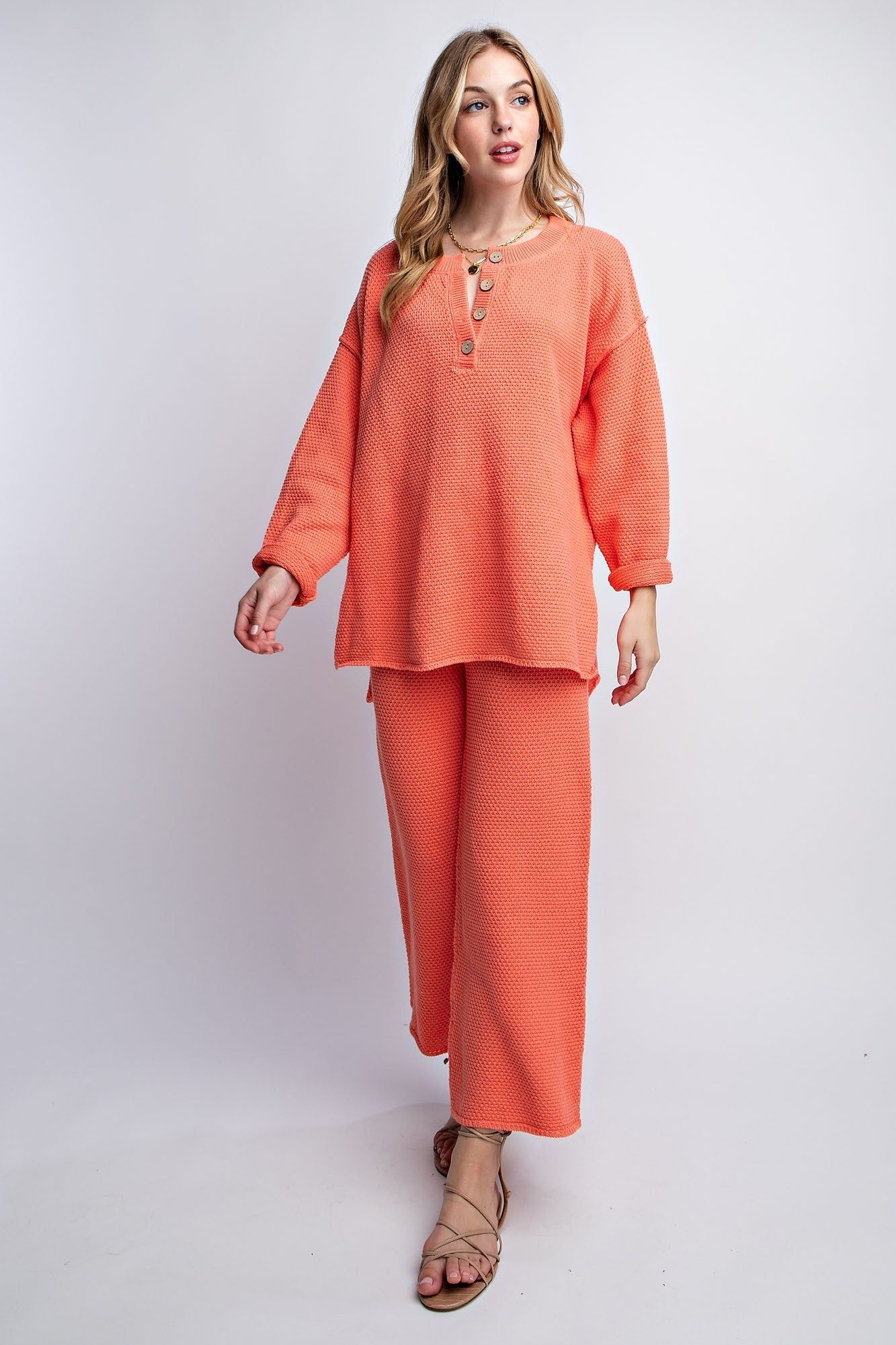 Burnt Orange Comfy Waffle Knitting Pullover sold by Pinkblush product image thumbnail 3