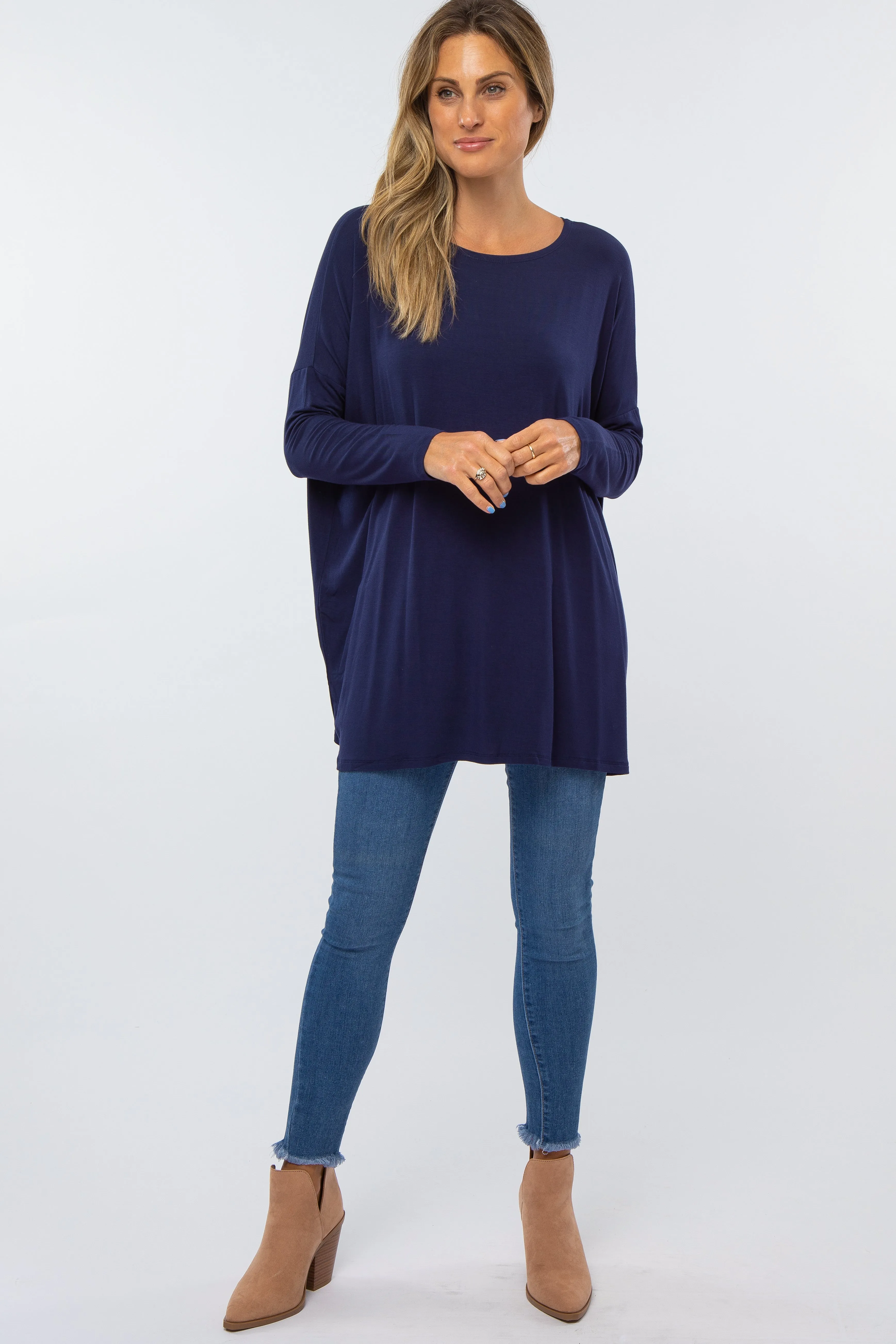 Navy Long Dolman Sleeve Top sold by Pinkblush product image thumbnail 4