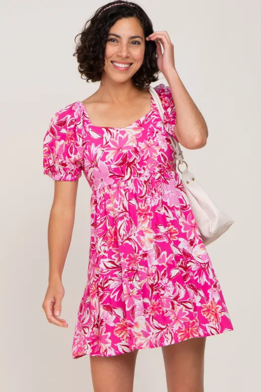 Fuchsia Floral Tiered Dress sold by Pinkblush