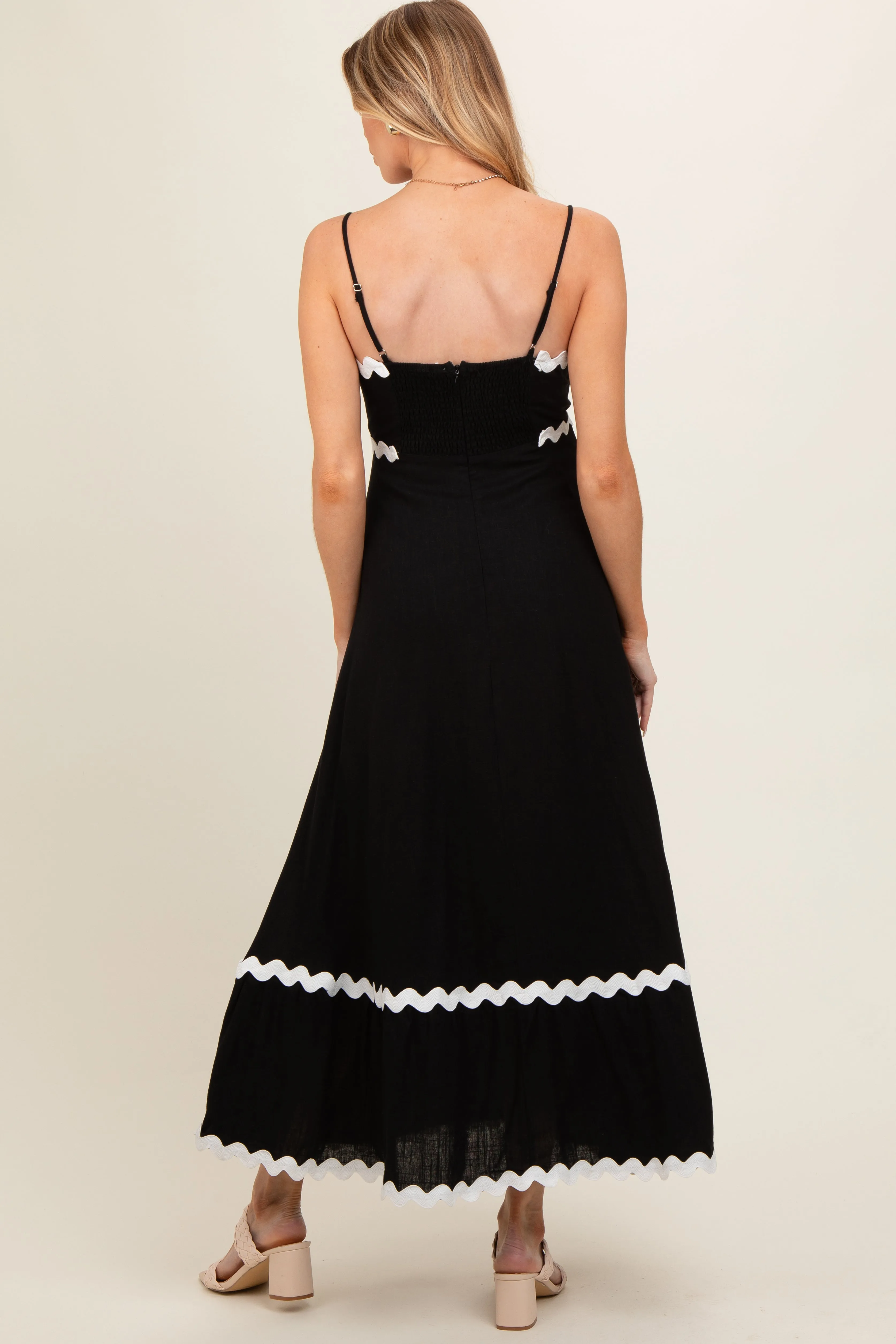 Black Colorblock Trim Maternity Midi Dress sold by Pinkblush product image thumbnail 3