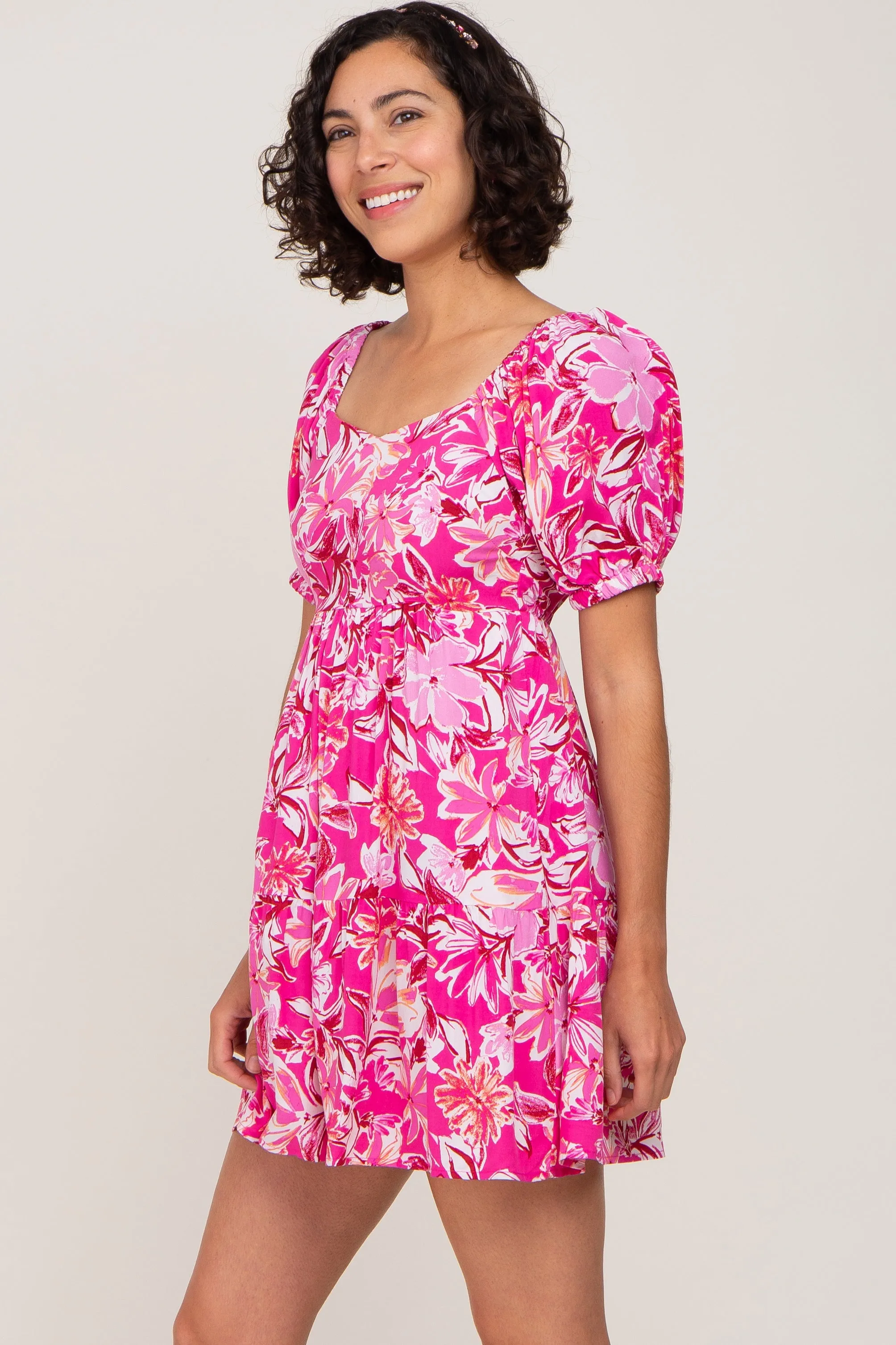 Fuchsia Floral Tiered Dress sold by Pinkblush product image thumbnail 2