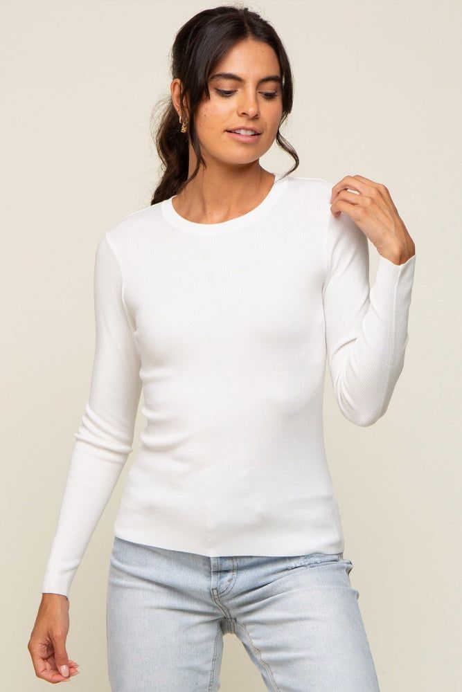 Ivory Knit Long Sleeve Top sold by Pinkblush