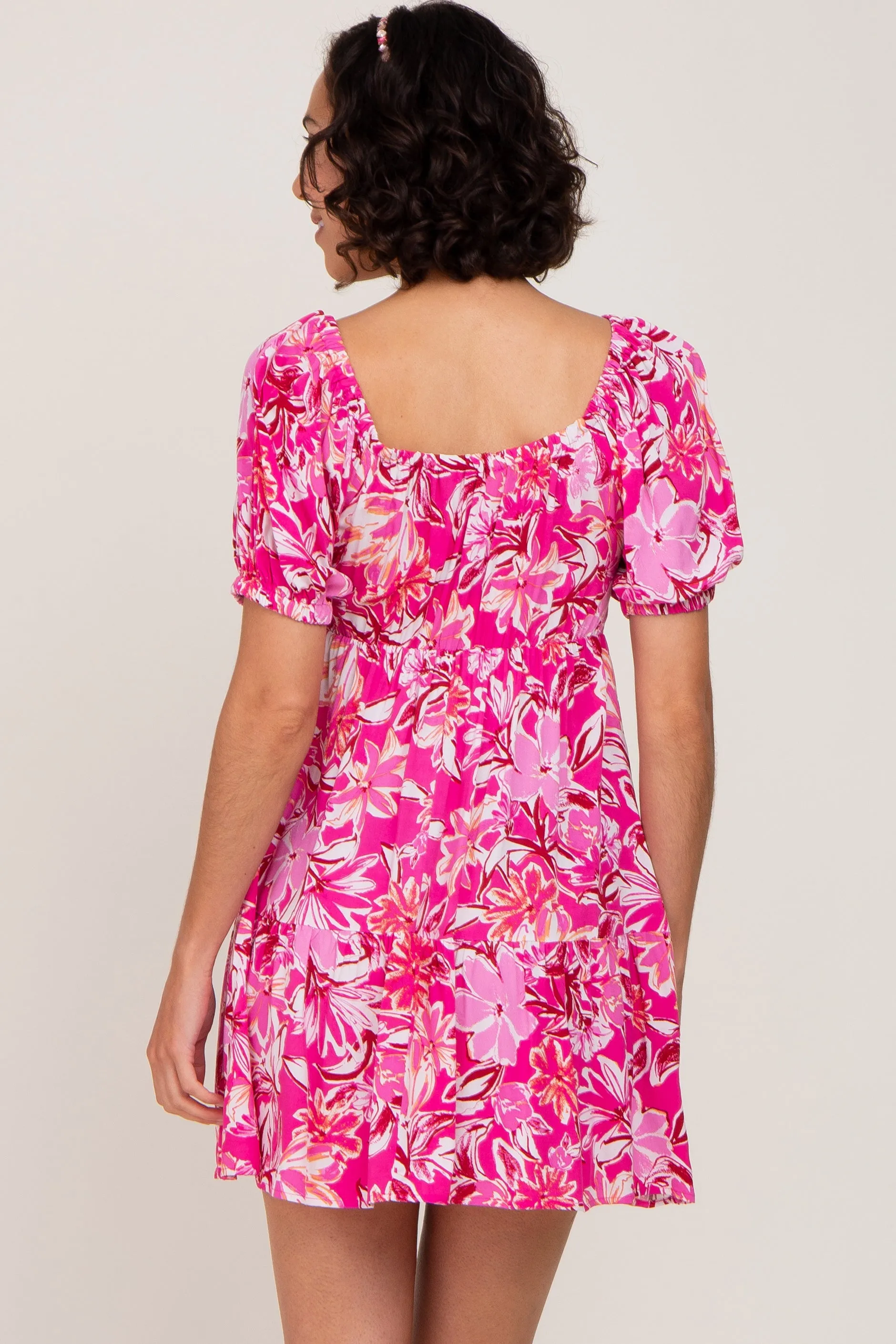 Fuchsia Floral Tiered Dress sold by Pinkblush product image thumbnail 3