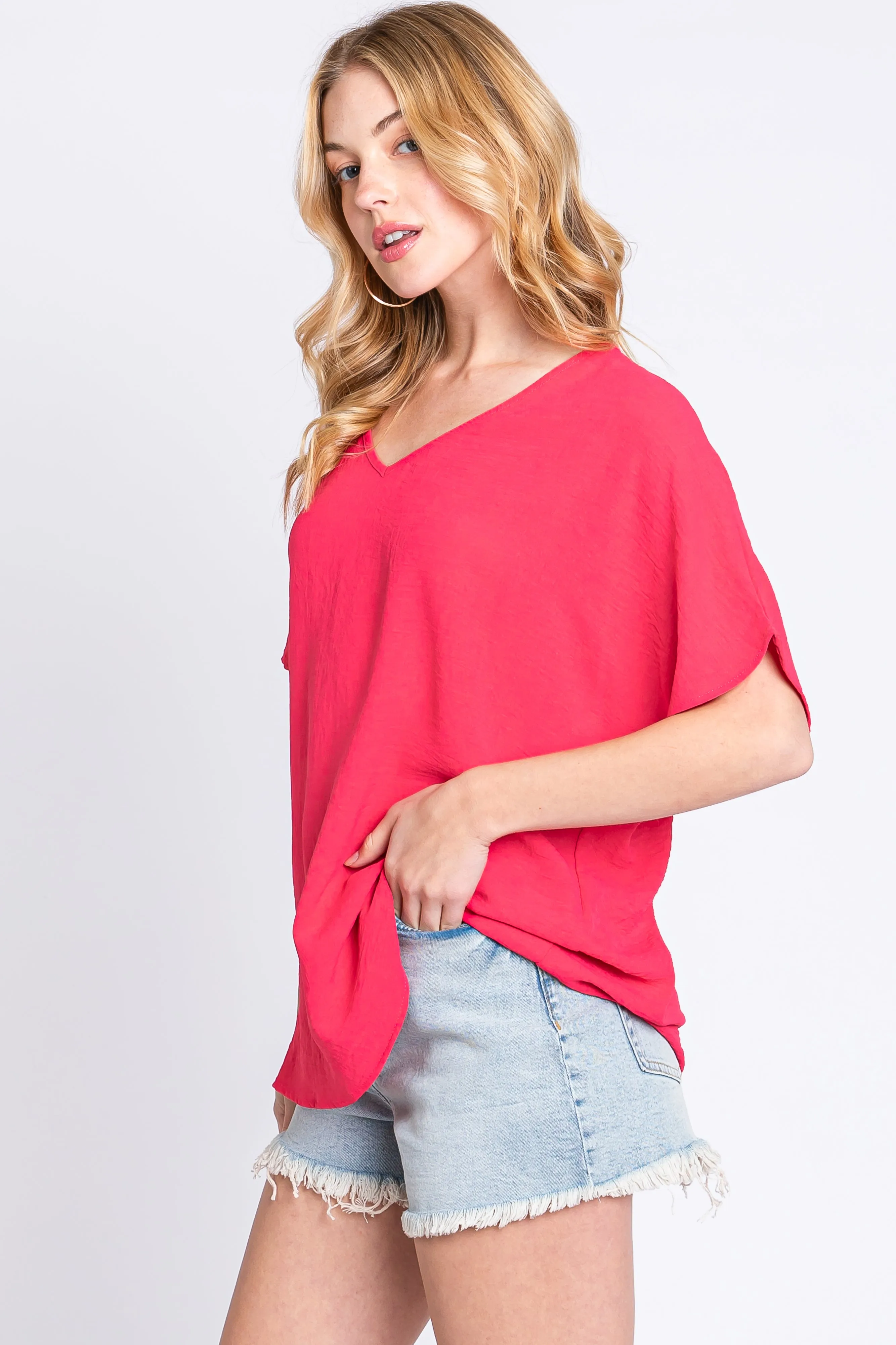 Coral Pink Short Sleeve Blouse sold by Pinkblush product image thumbnail 2