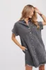 Black Acid Wash Denim Button Up Dress sold by Pinkblush