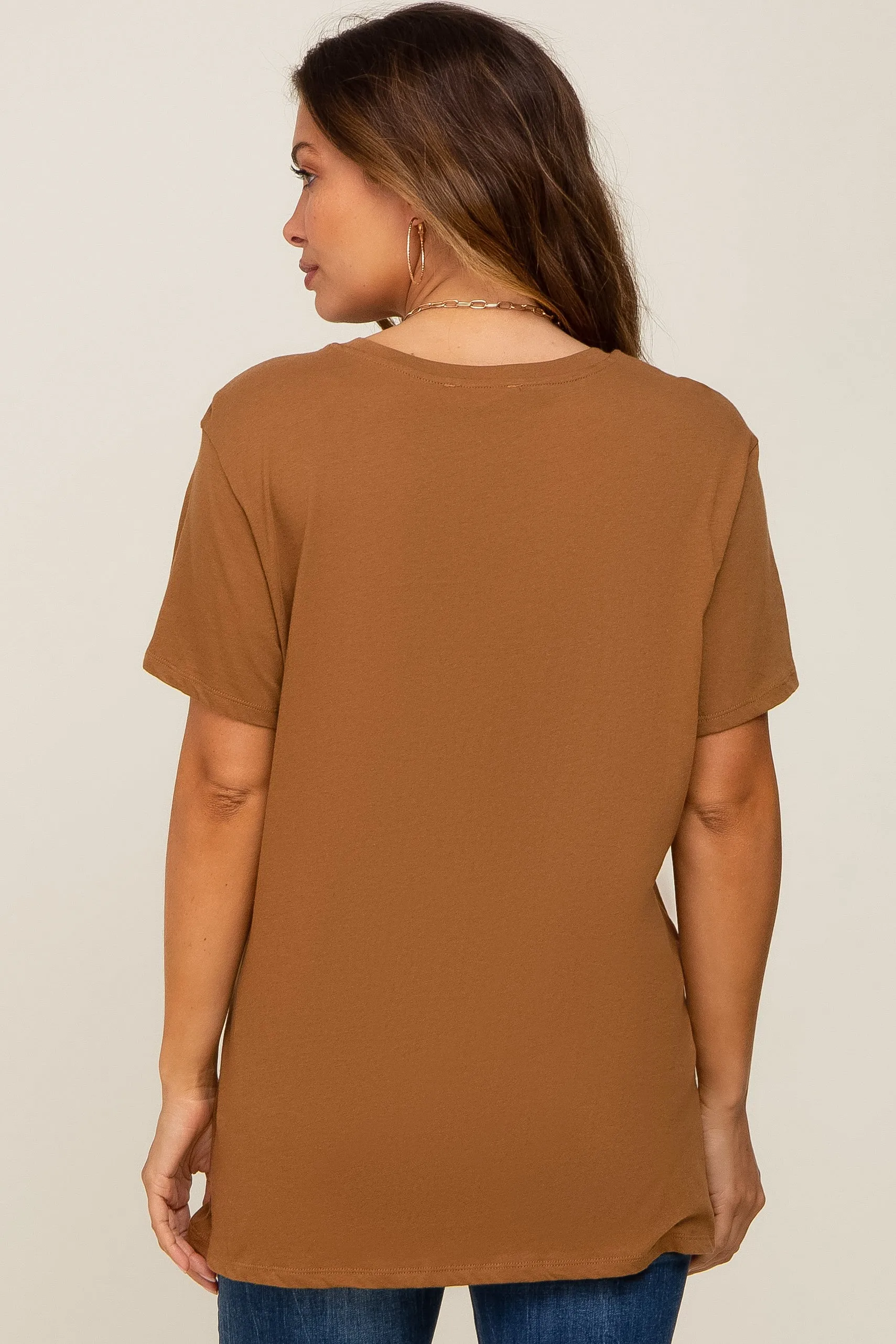 Camel Oversized Short Sleeve Maternity Top sold by Pinkblush product image thumbnail 3
