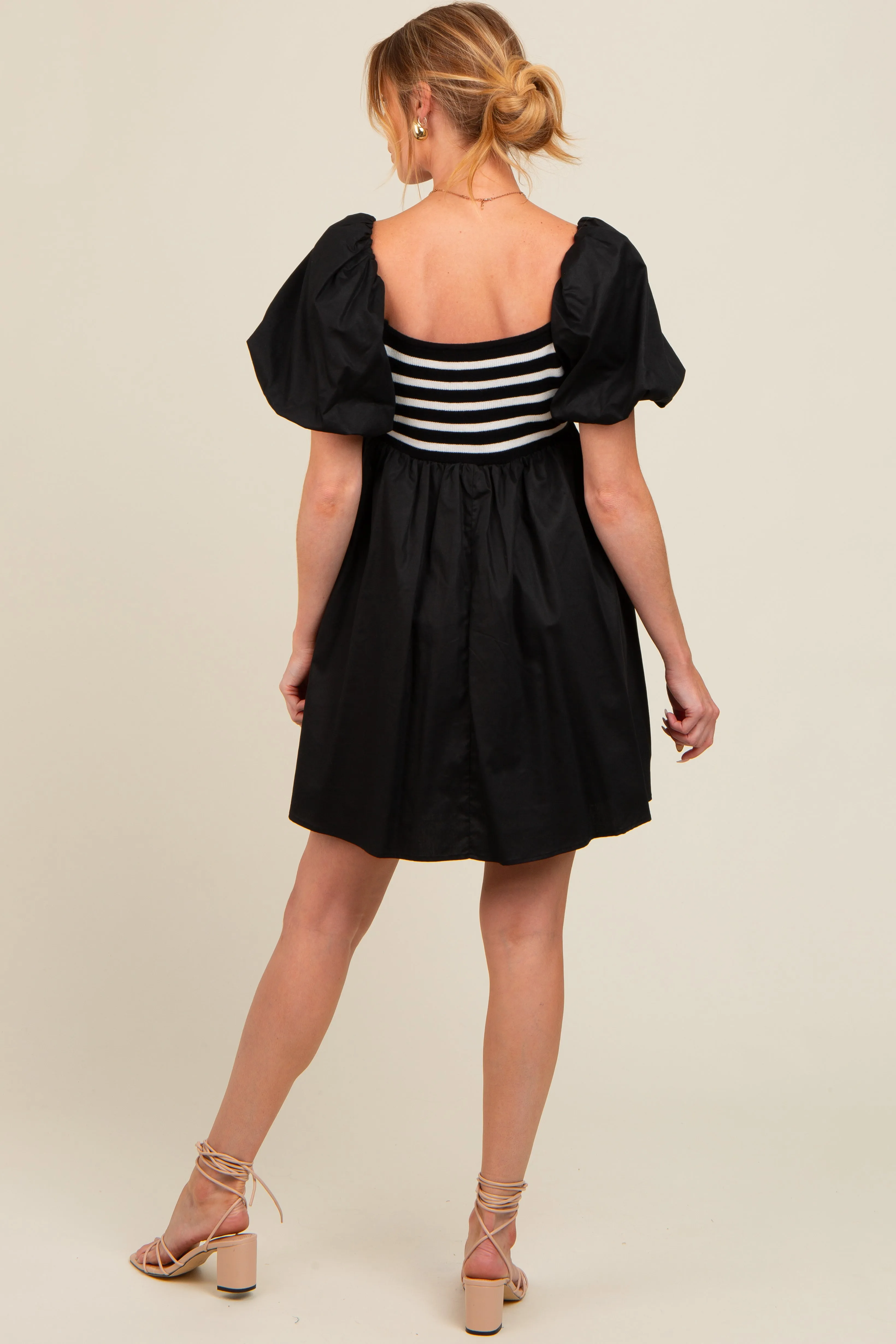 Black Knit Contrast Poplin Maternity Dress sold by Pinkblush product image thumbnail 2