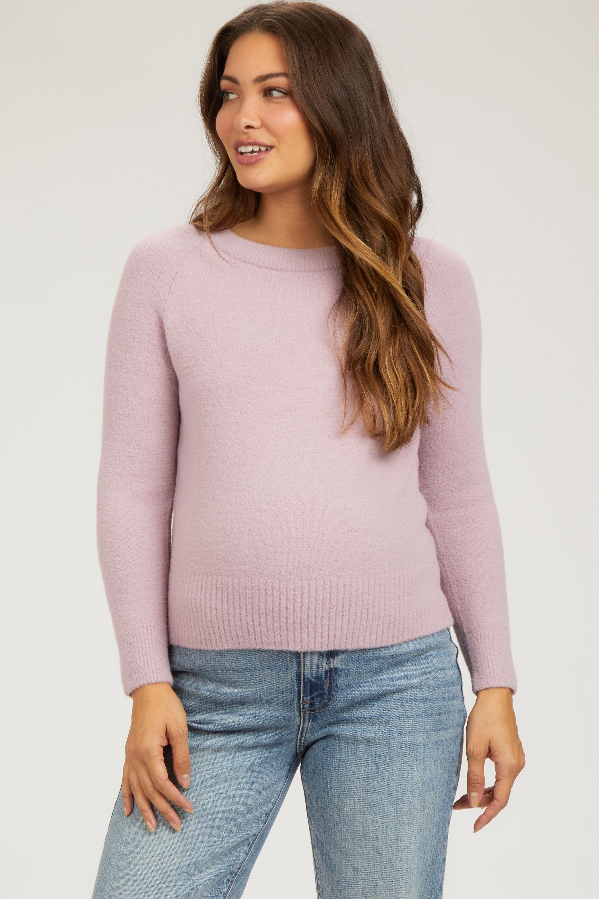 Lavender Soft Knit Long Sleeve Maternity Top sold by Pinkblush