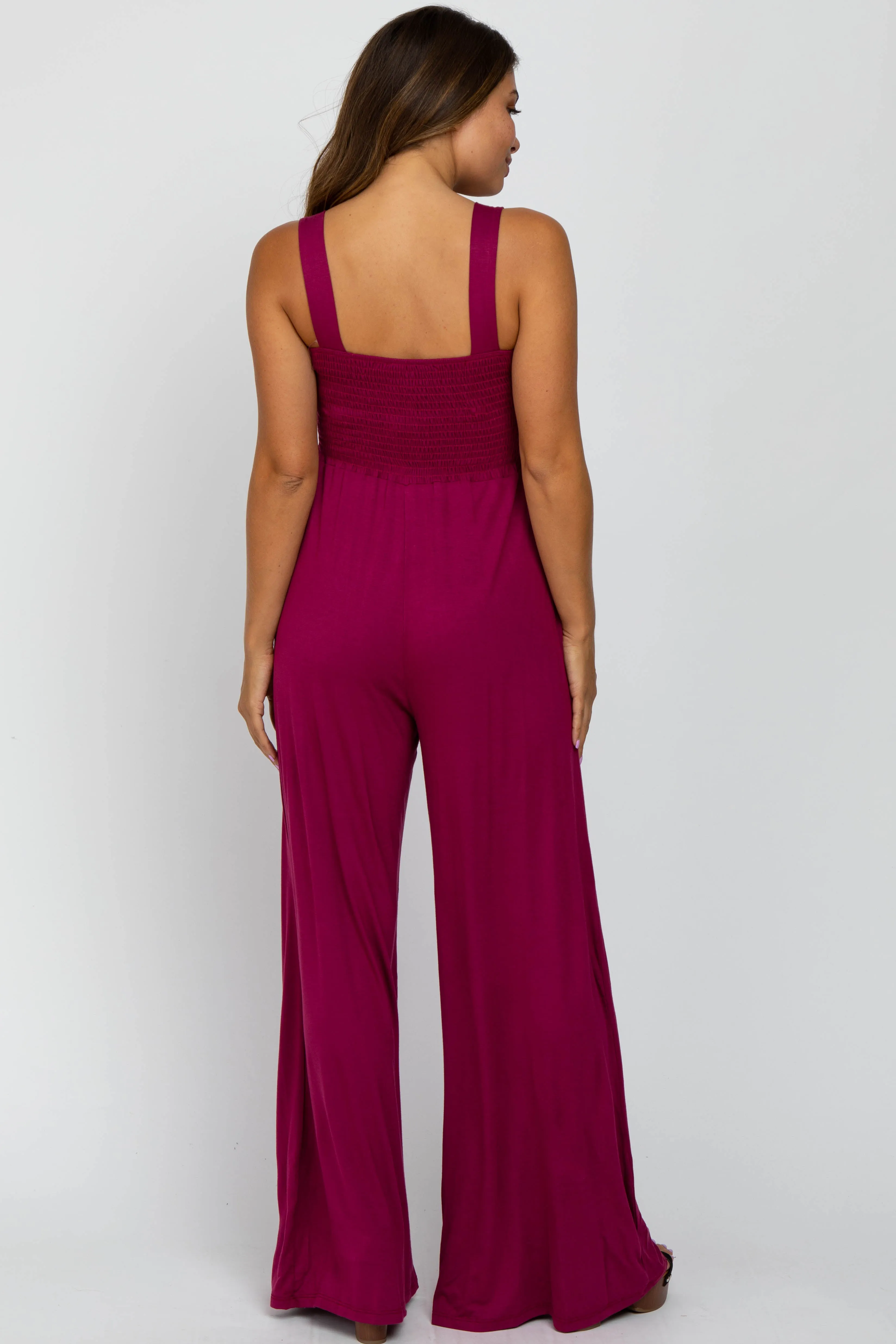 Magenta Sleeveless Wide Leg Maternity Jumpsuit sold by Pinkblush product image thumbnail 3