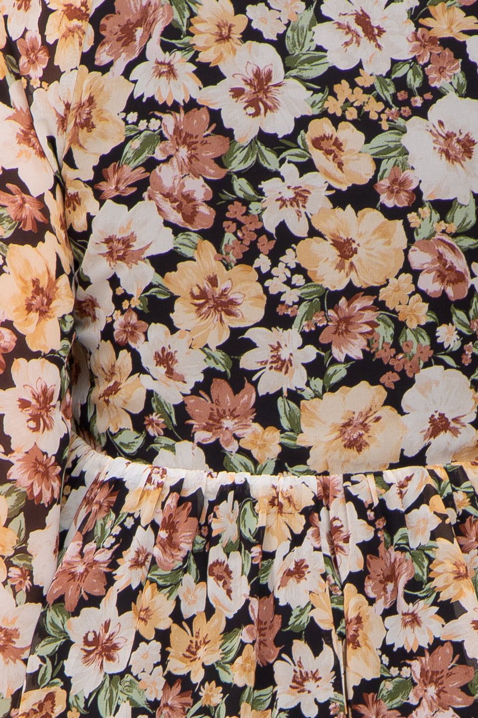 Black Floral Chiffon Smocked Ruffle Hem Maternity Dress sold by Pinkblush product image thumbnail 4