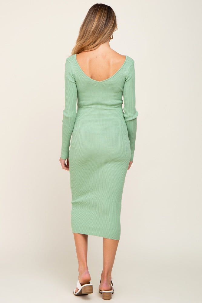 Mint Green Knit Ribbed Maternity Midi Dress sold by Pinkblush product image thumbnail 3