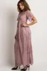 PinkBlush Mauve Lace Mesh Overlay Maxi Dress sold by Pinkblush