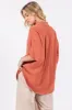 Rust Linen Dolman Half Sleeve Button Down Top sold by Pinkblush