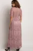 PinkBlush Mauve Lace Mesh Overlay Maxi Dress sold by Pinkblush