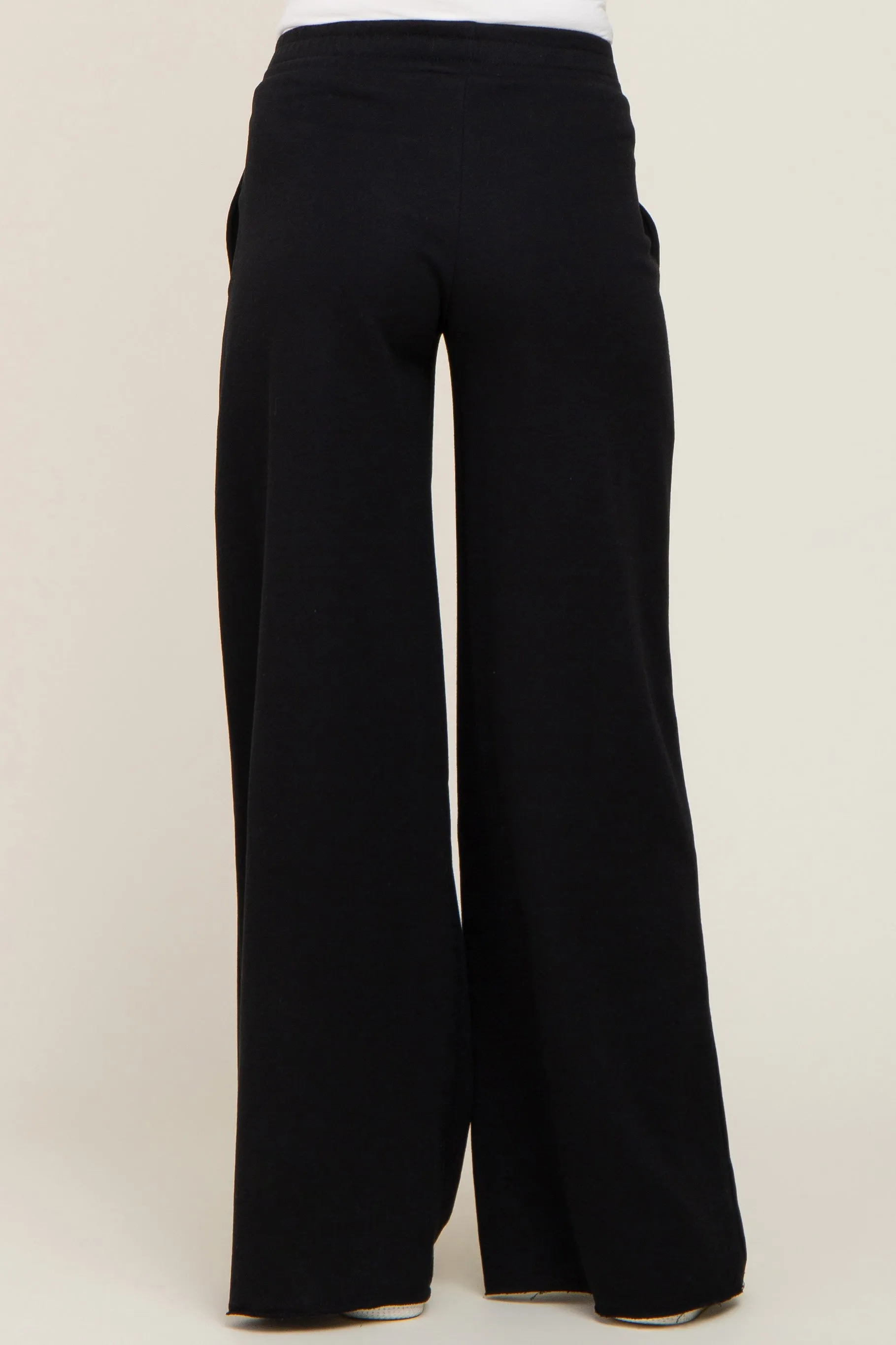 Black Wide Leg Fray Hem Maternity Sweatpants sold by Pinkblush product image thumbnail 4