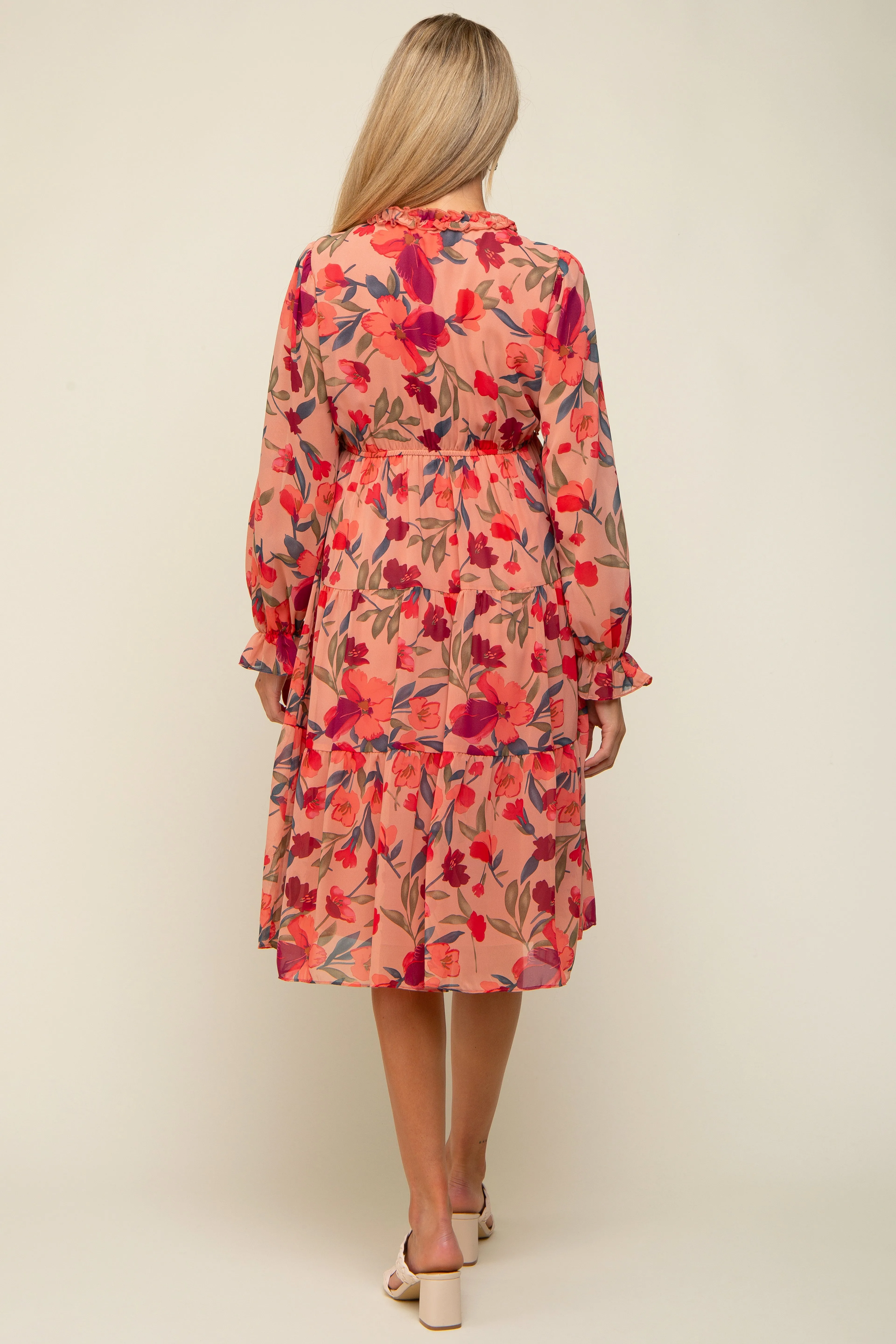 Mauve Floral Ruffle V-Neck Maternity Dress sold by Pinkblush product image thumbnail 5