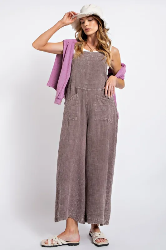 Mushroom Washed Cotton Jumpsuit/Overalls sold by Pinkblush