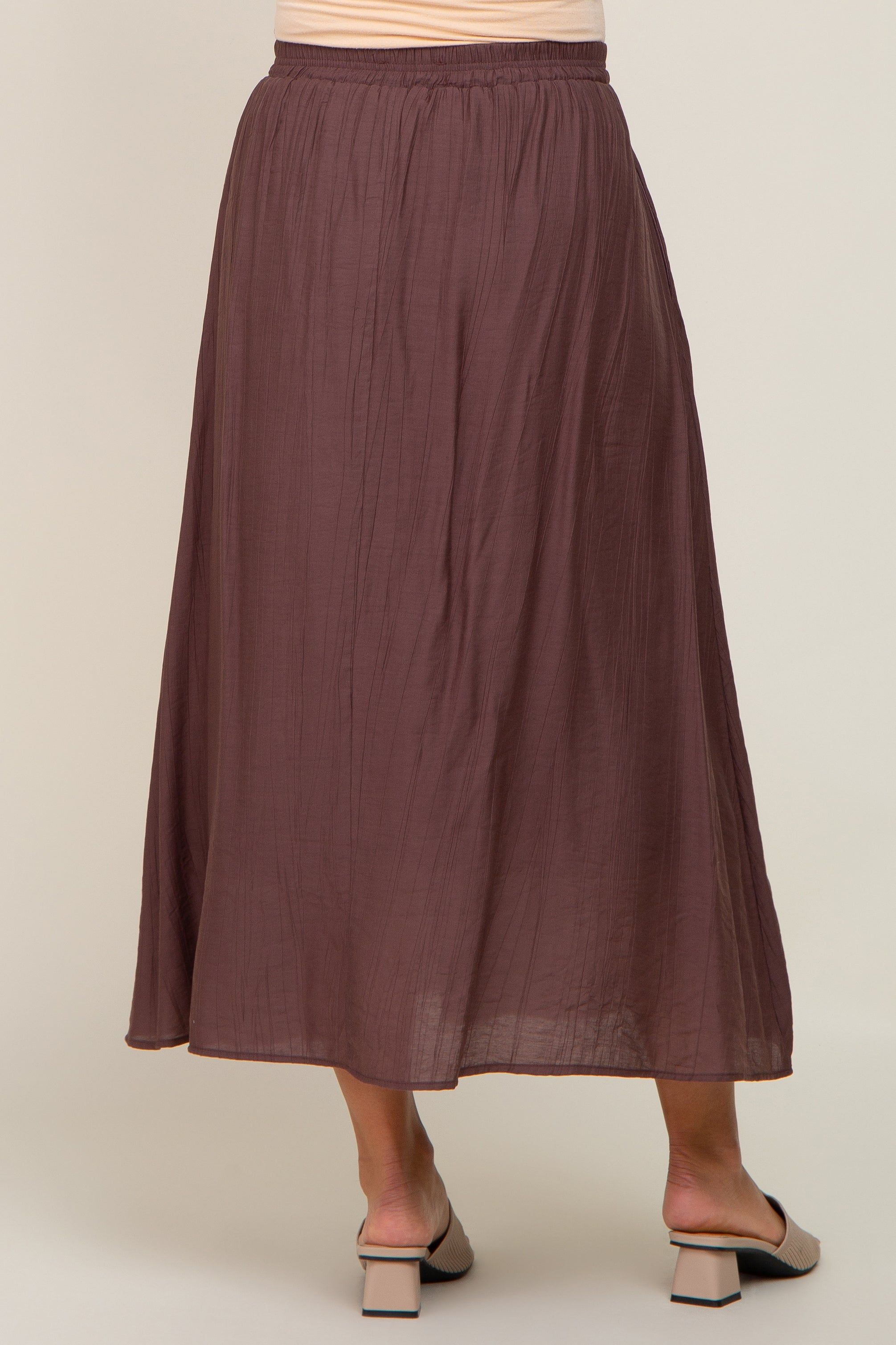 Brown Gathered Maternity Midi Skirt sold by Pinkblush product image thumbnail 4