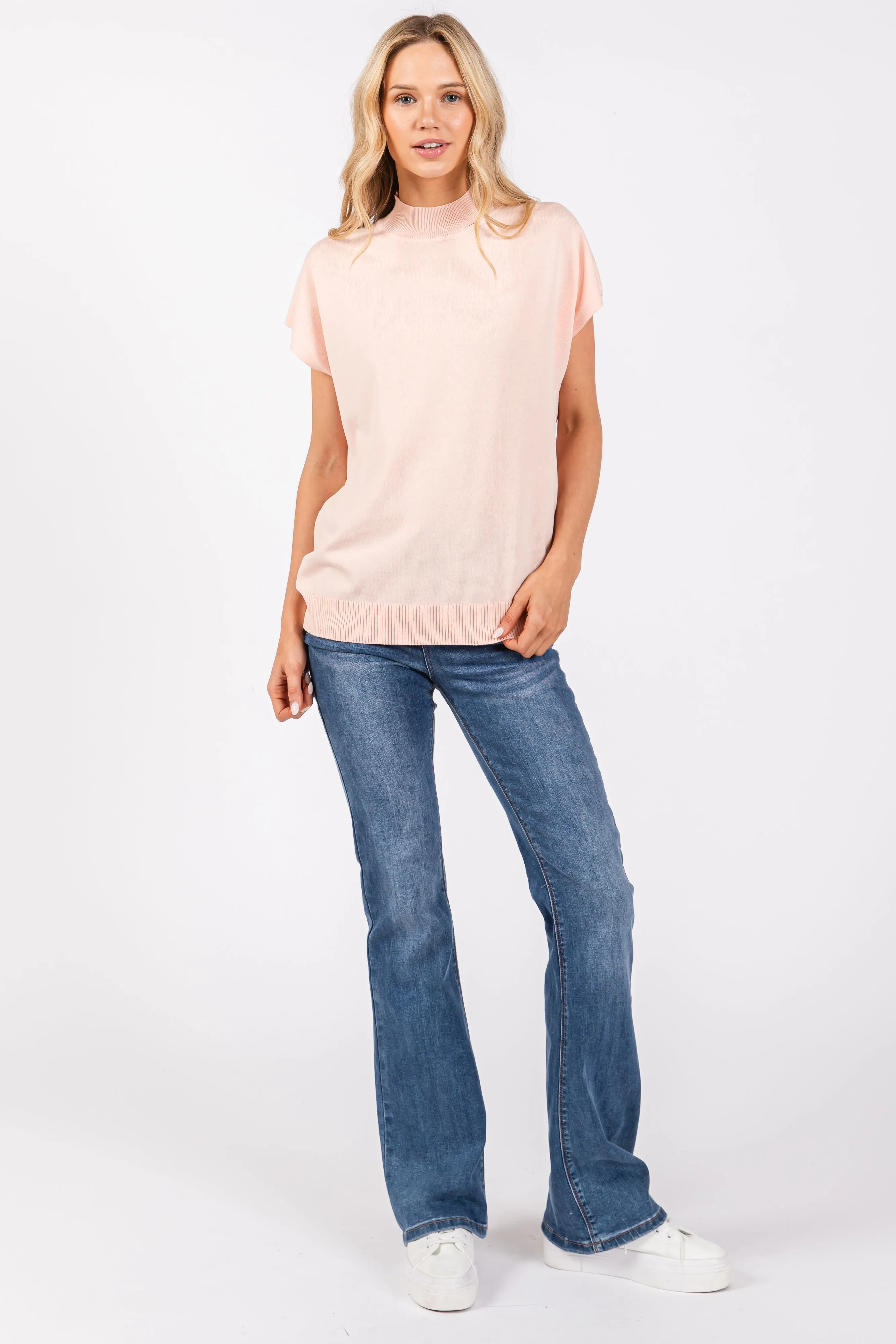 Light Pink Mock Neck Knit Top sold by Pinkblush product image thumbnail 4