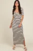 Ivory Black Striped Knit Short Sleeve Maxi Dress sold by Pinkblush