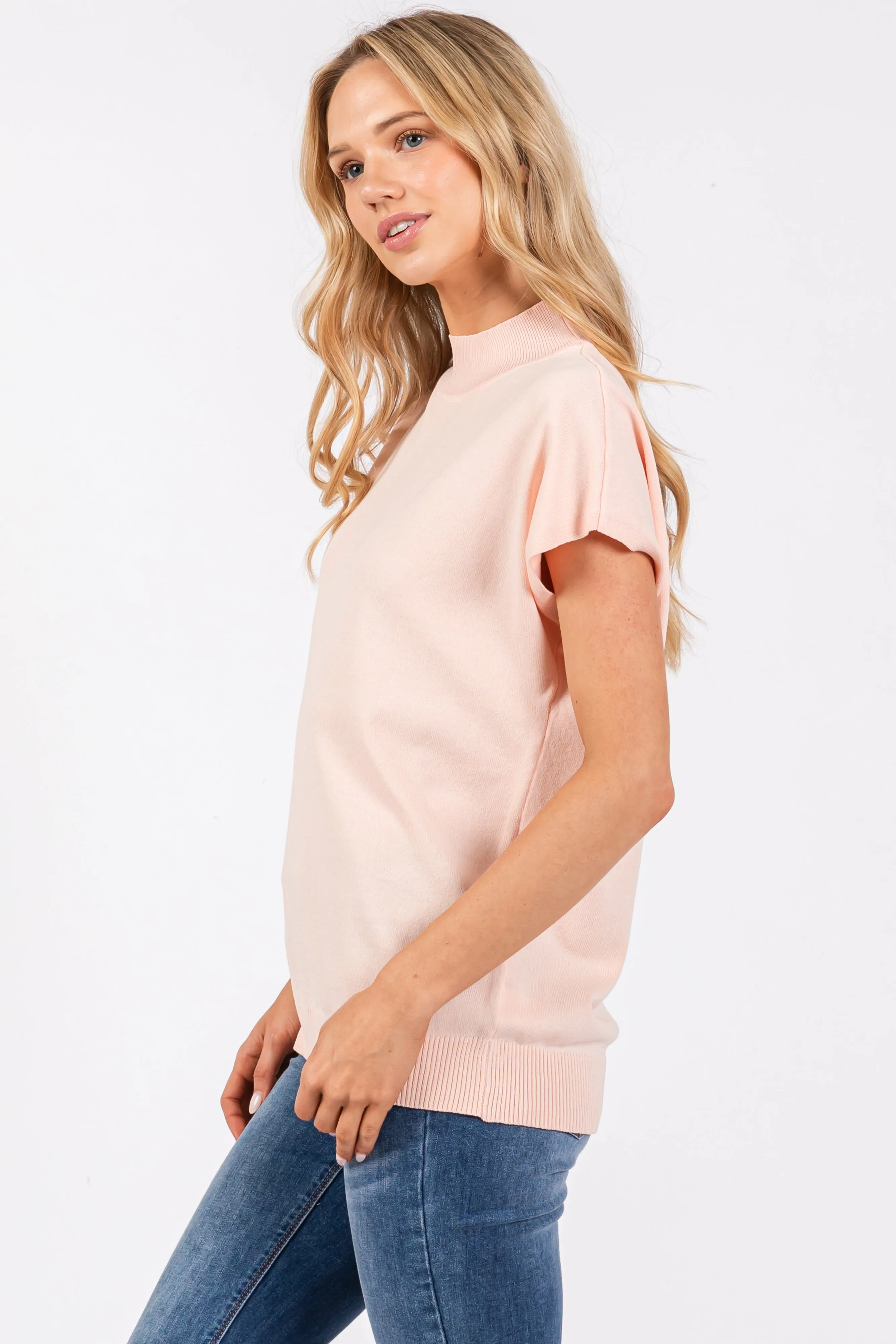 Light Pink Mock Neck Knit Top sold by Pinkblush product image thumbnail 2