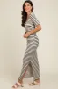 Ivory Black Striped Knit Short Sleeve Maxi Dress sold by Pinkblush